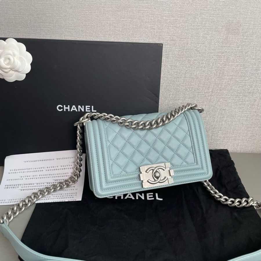 💎Chanel香奈兒｜Leboy 小號鏈條包 寶寶藍羊皮銀扣｜98新芯片款-2