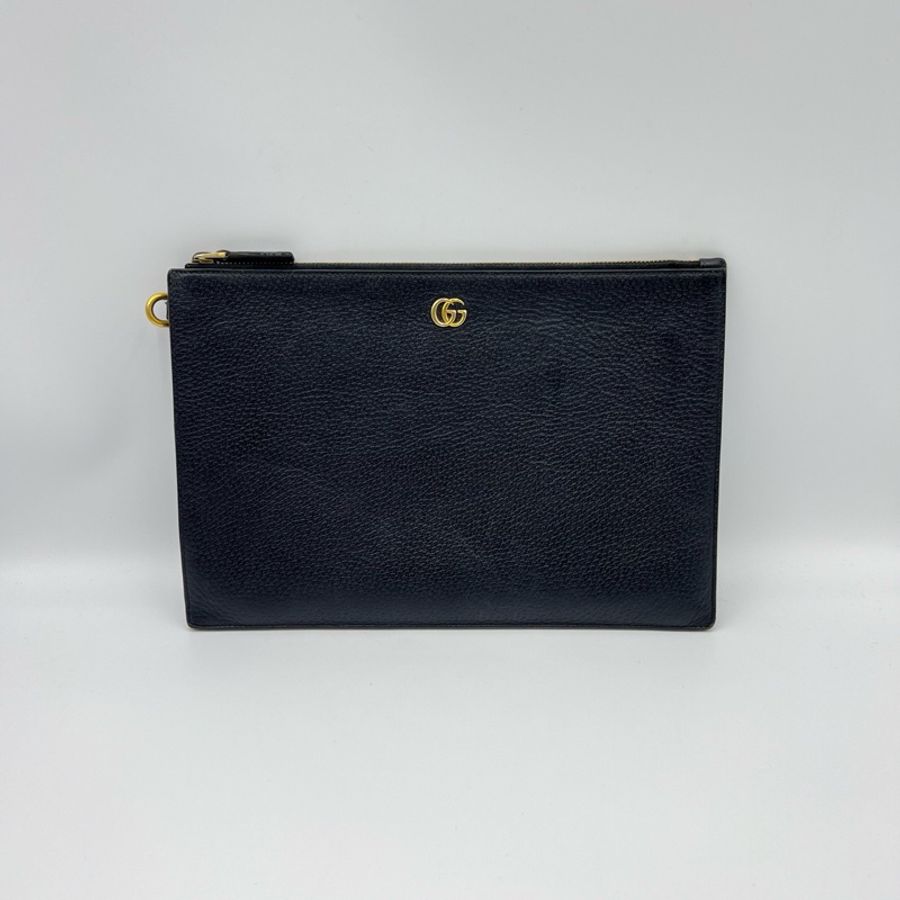 Gucci • 經典黑金牛皮手拿包-2