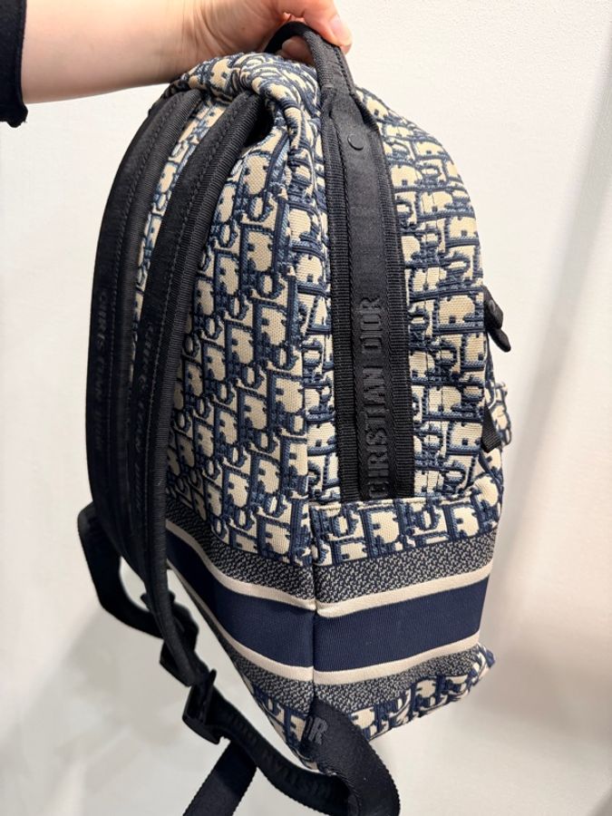 Dior Travel Oblique 緹花 後背包 藍-3
