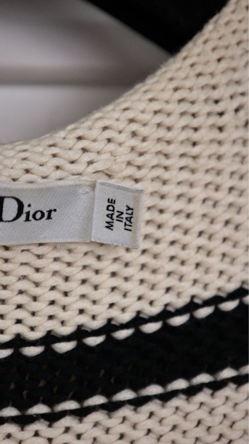 Dior黑白条纹针织套头毛衣上衣-21