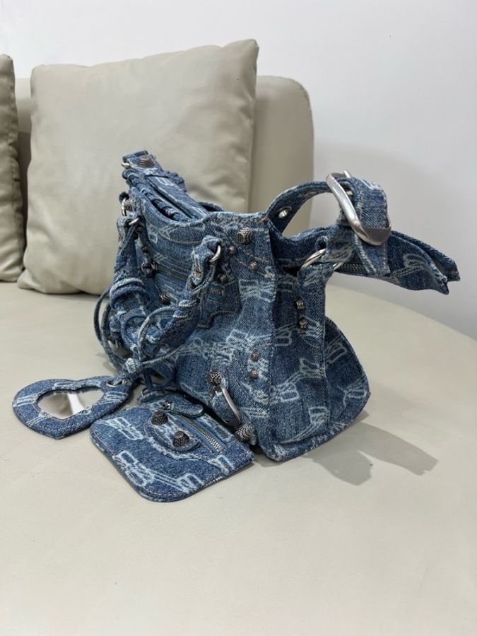 BALENCIAGA 巴黎世家 xs 牛仔機車包 Neo Cagole限定牛仔系列 附件：鏡-2