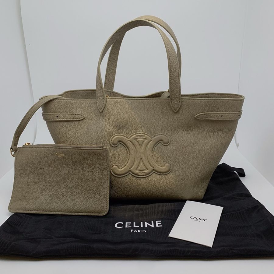 95新 賽琳/Celine CabasAnais手提托特荔枝紋凱旋門-0