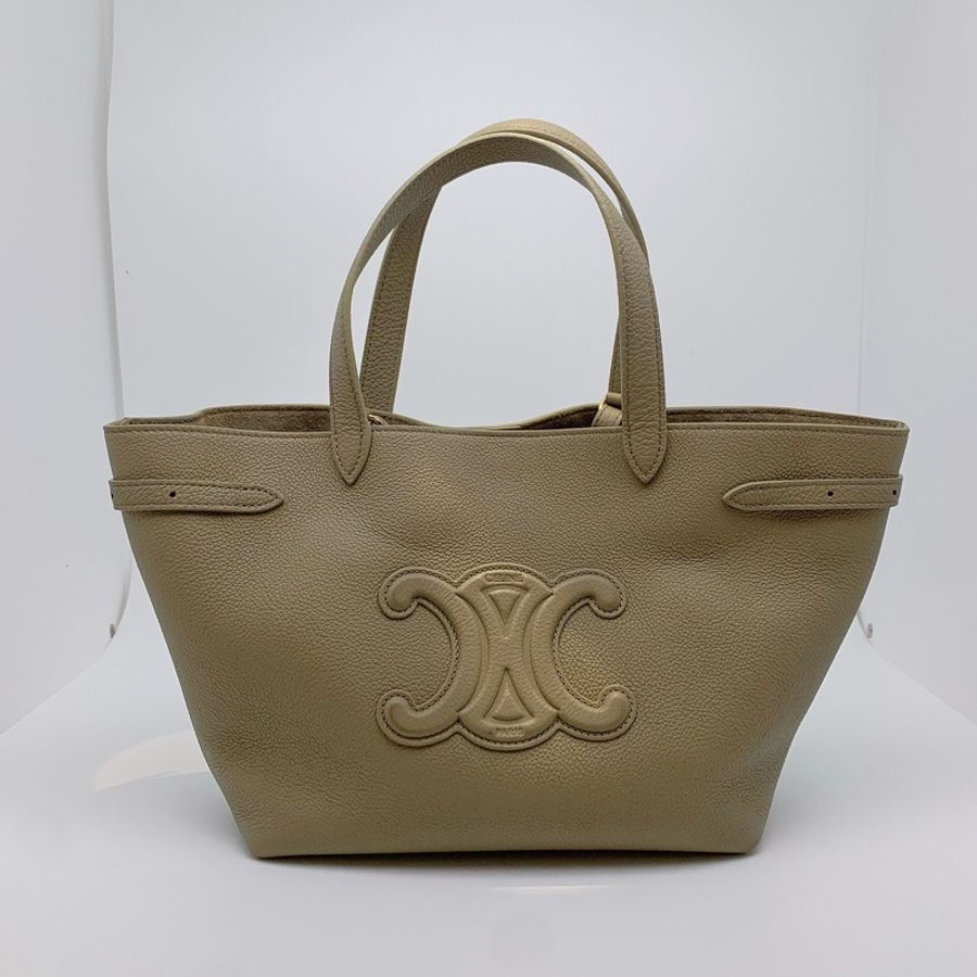 95新 賽琳/Celine CabasAnais手提托特荔枝紋凱旋門-5