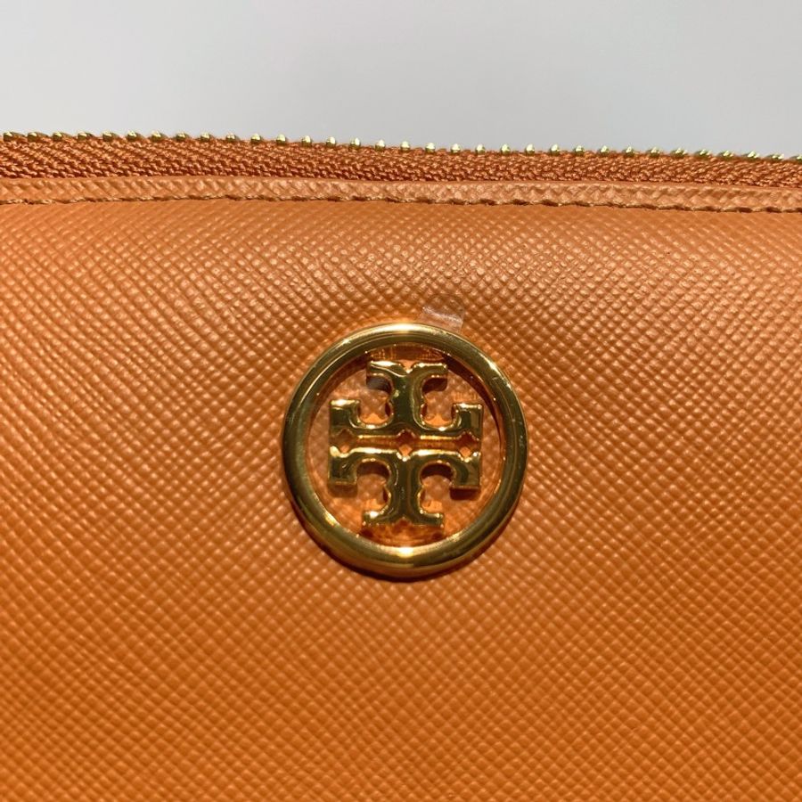 閒置新 TORY BURCH 湯麗柏琦 拉鍊長款 皮革 錢包 女款 棕色-4