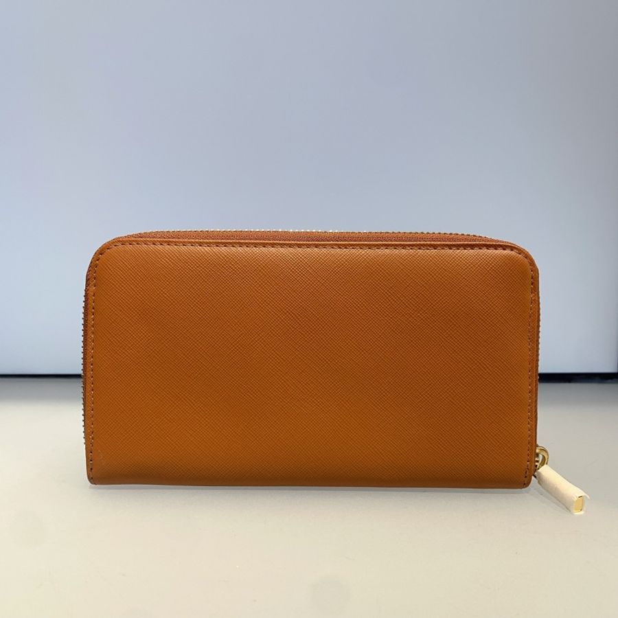 閒置新 TORY BURCH 湯麗柏琦 拉鍊長款 皮革 錢包 女款 棕色-6