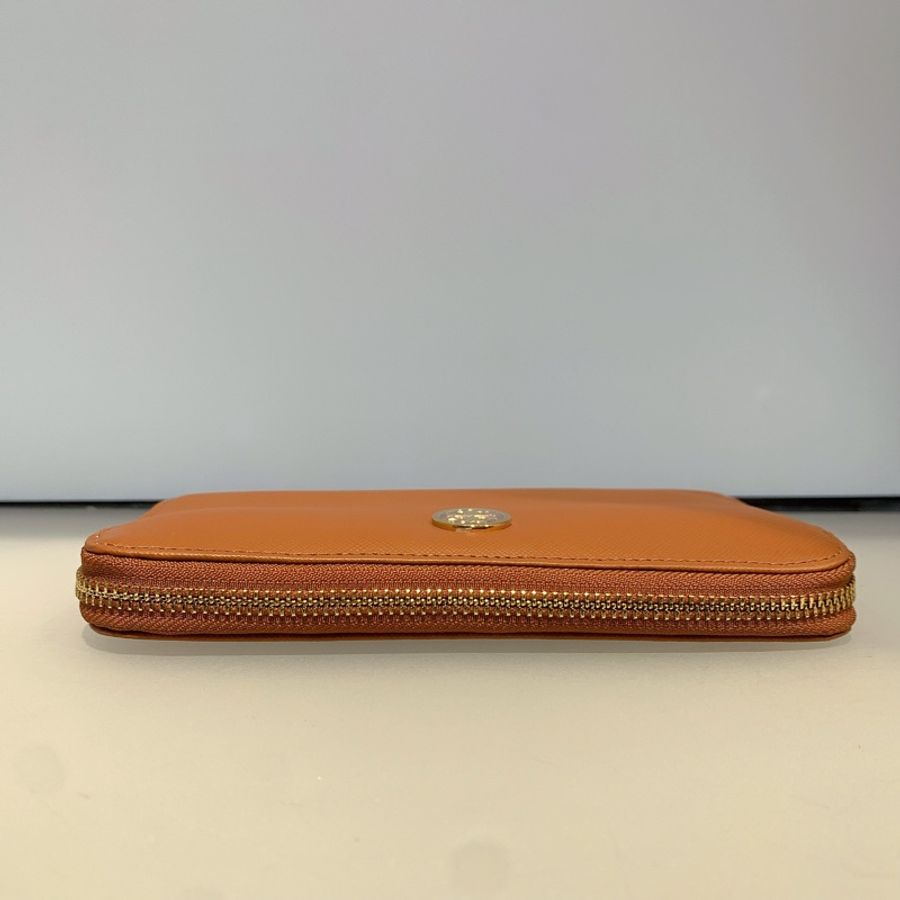 閒置新 TORY BURCH 湯麗柏琦 拉鍊長款 皮革 錢包 女款 棕色-8