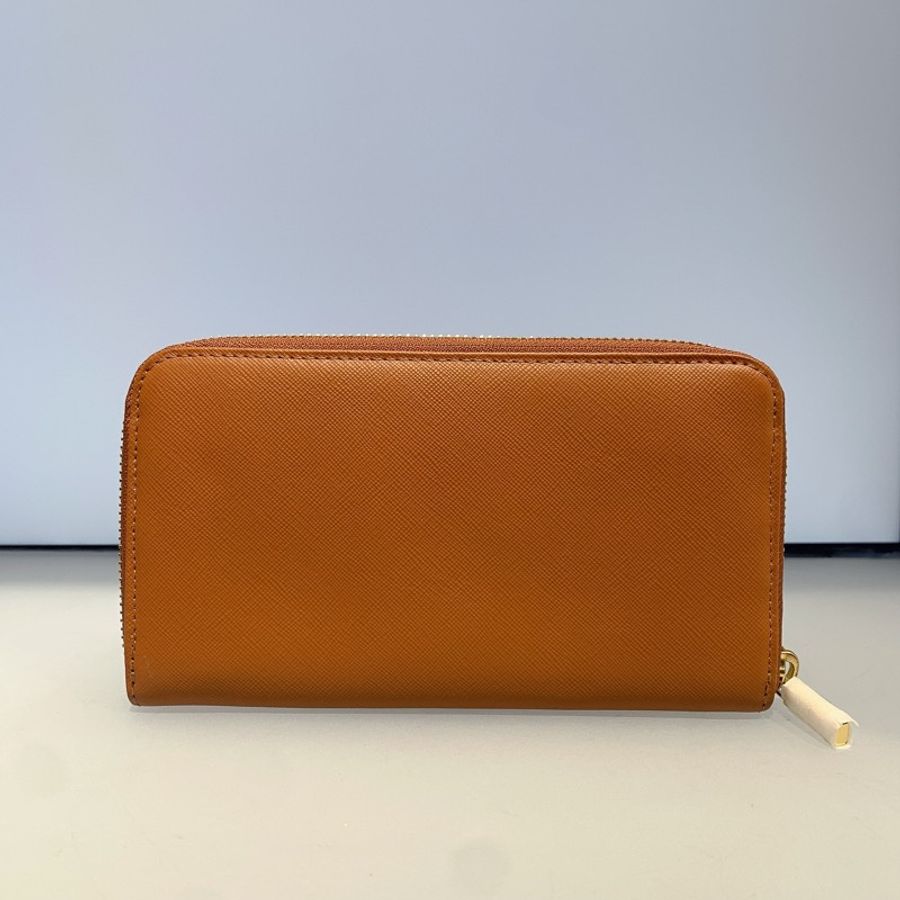 閒置新 TORY BURCH 湯麗柏琦 拉鍊長款 皮革 錢包 女款 棕色-10