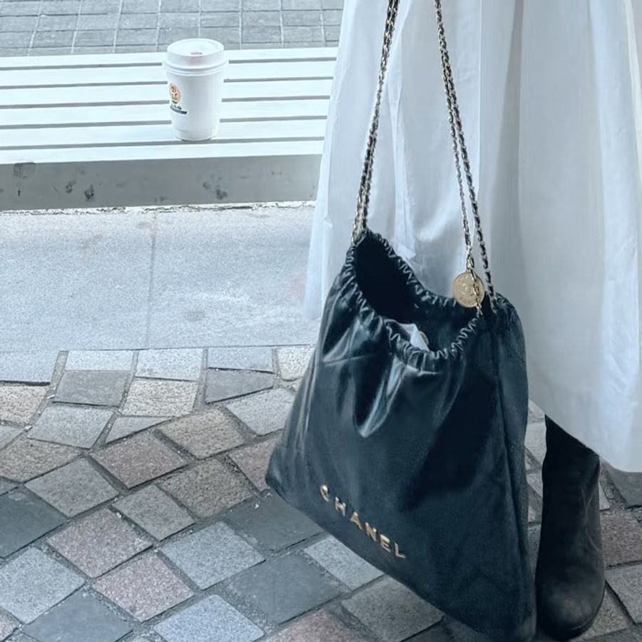 CHANEL香奈兒黑金22bag小號 全新全配🈶購證🌺-4