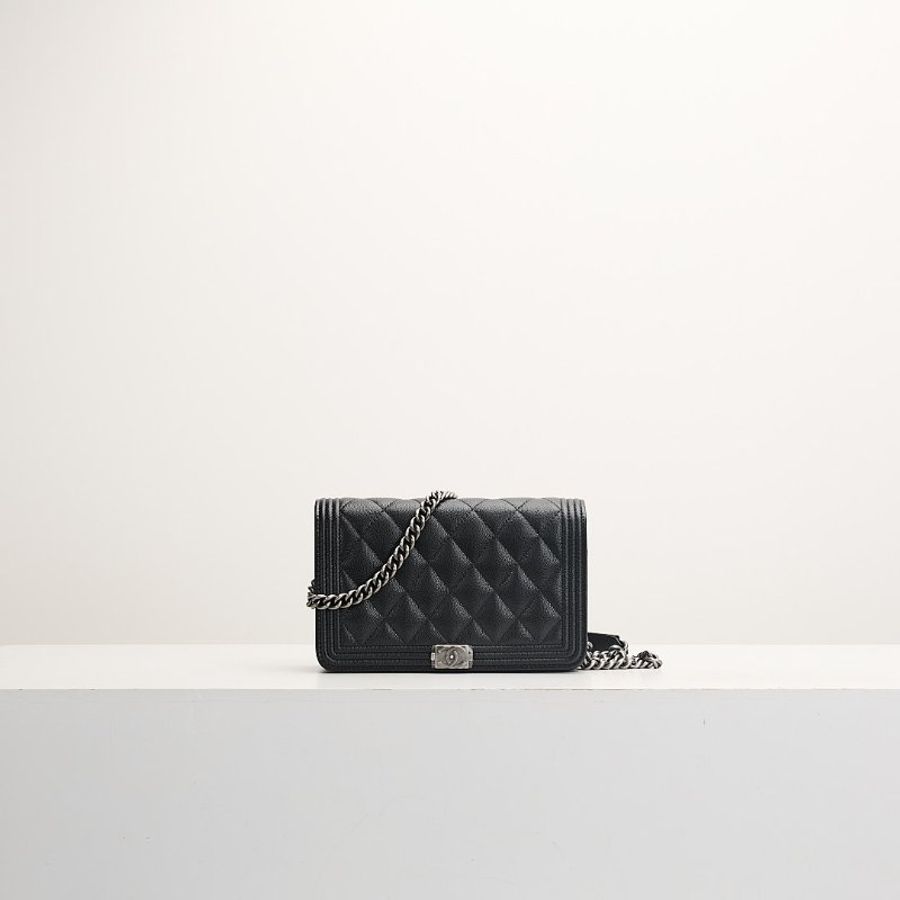 Chanel boy woc 黑銀牛-0