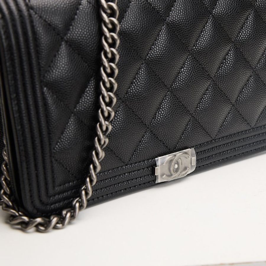 Chanel boy woc 黑銀牛-6