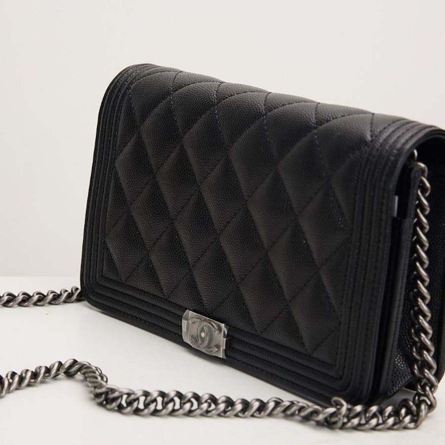 Chanel boy woc 黑銀牛-8