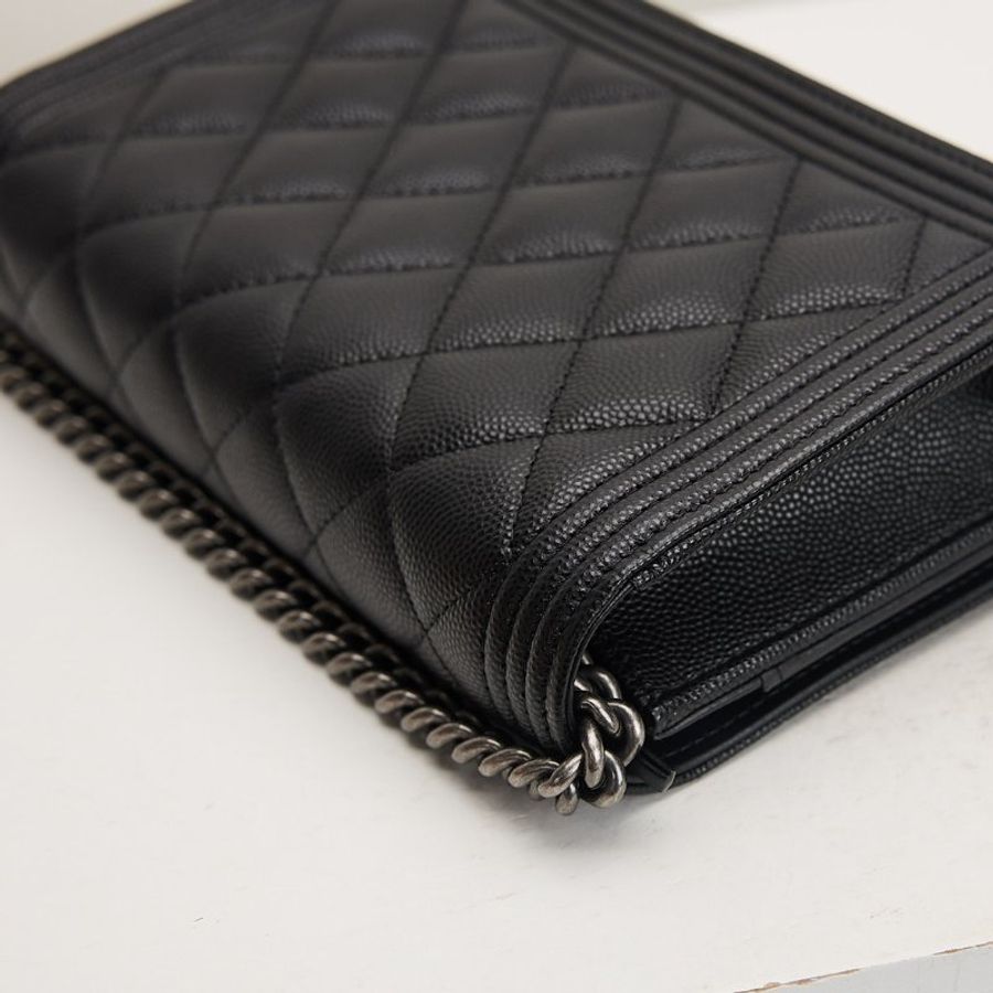 Chanel boy woc 黑銀牛-10