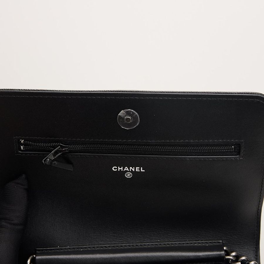 Chanel boy woc 黑銀牛-13