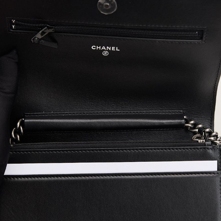 Chanel boy woc 黑銀牛-14