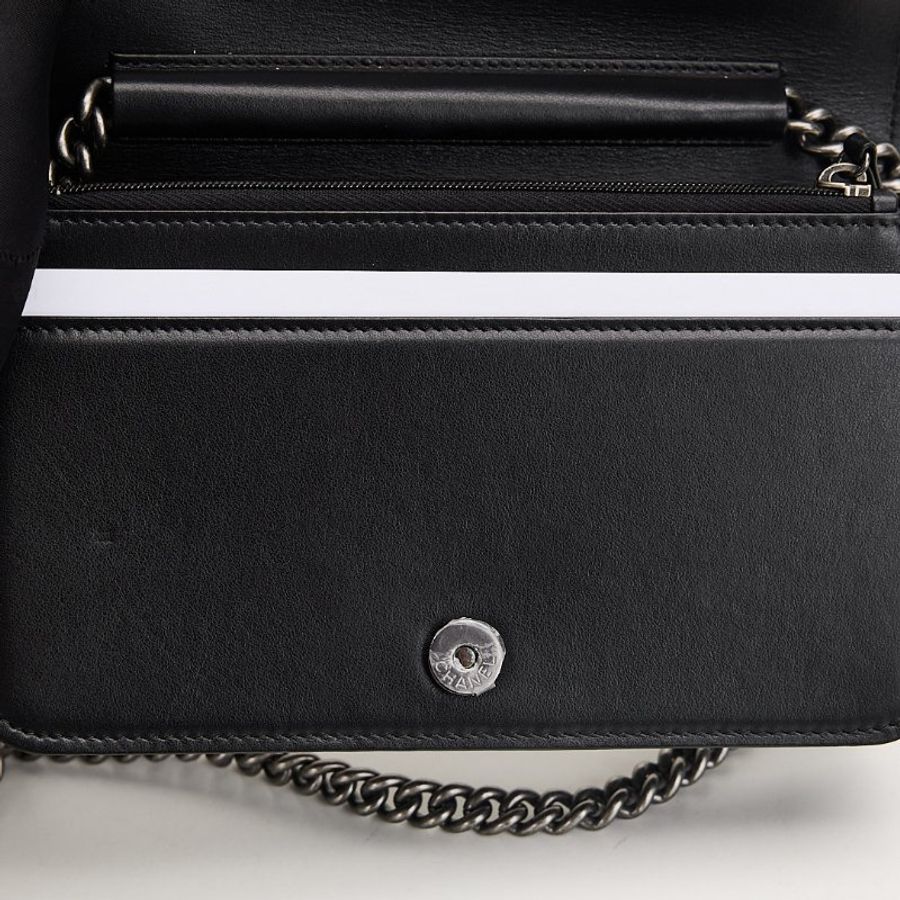 Chanel boy woc 黑銀牛-15