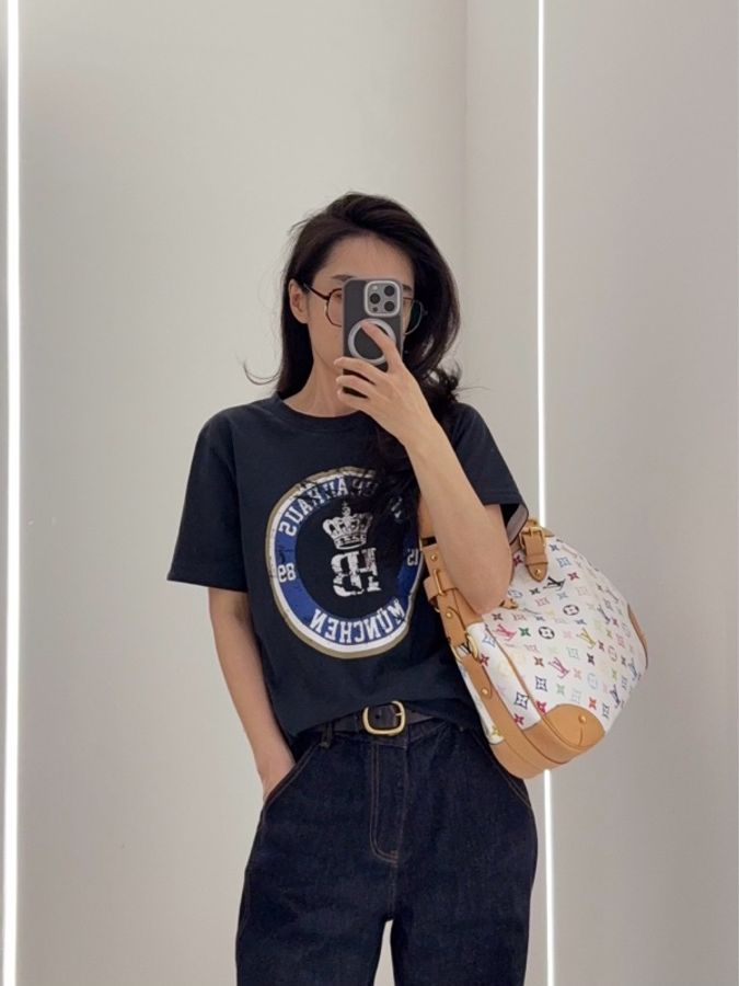 LV路易威登 村上隆限定白三彩南瓜包  可調節肩帶  尺寸36×25×10-6