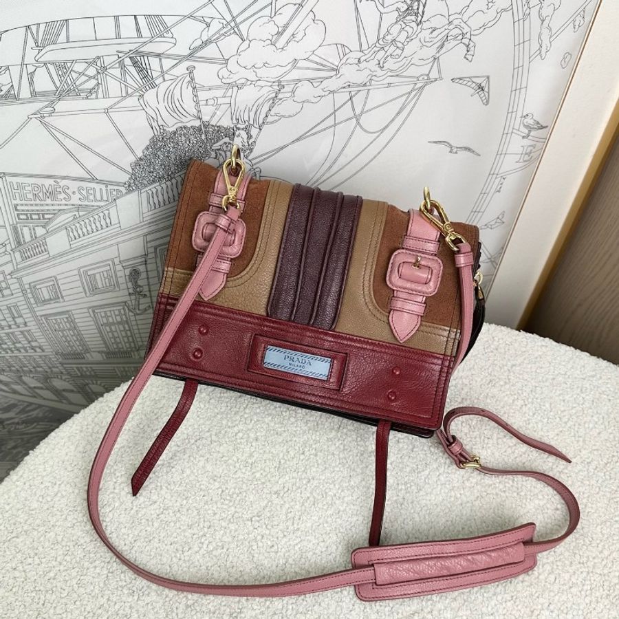 Prada 莫蘭迪拼色劍橋包 郵差包-1