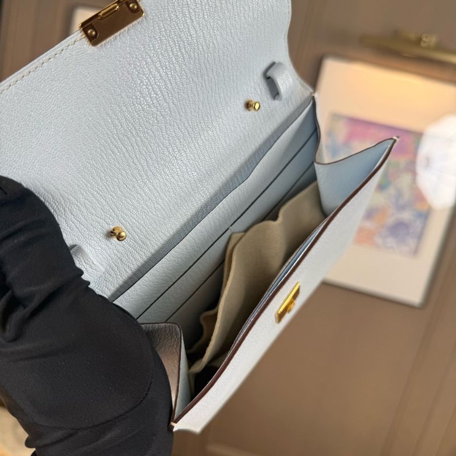 全❤️全膜未使用可送禮！Hermes/愛馬仕 clic16 聖杯藍金扣 單肩小信封 Y刻-7