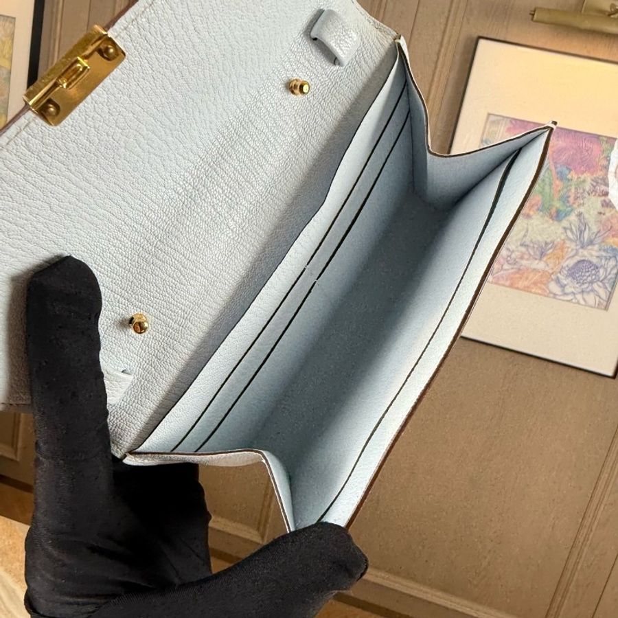 全❤️全膜未使用可送禮！Hermes/愛馬仕 clic16 聖杯藍金扣 單肩小信封 Y刻-8