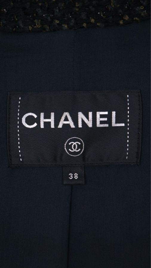 Chanel 18年森林系列秀款黑绿色粗花呢四口袋立领长款上衣外套-13