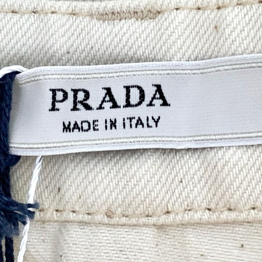 Prada 23款 米色三角标半身短裙 M码-4