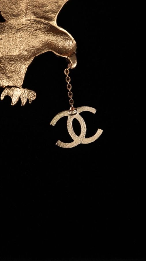Chanel 01年金色莱茵石老鹰胸针-3