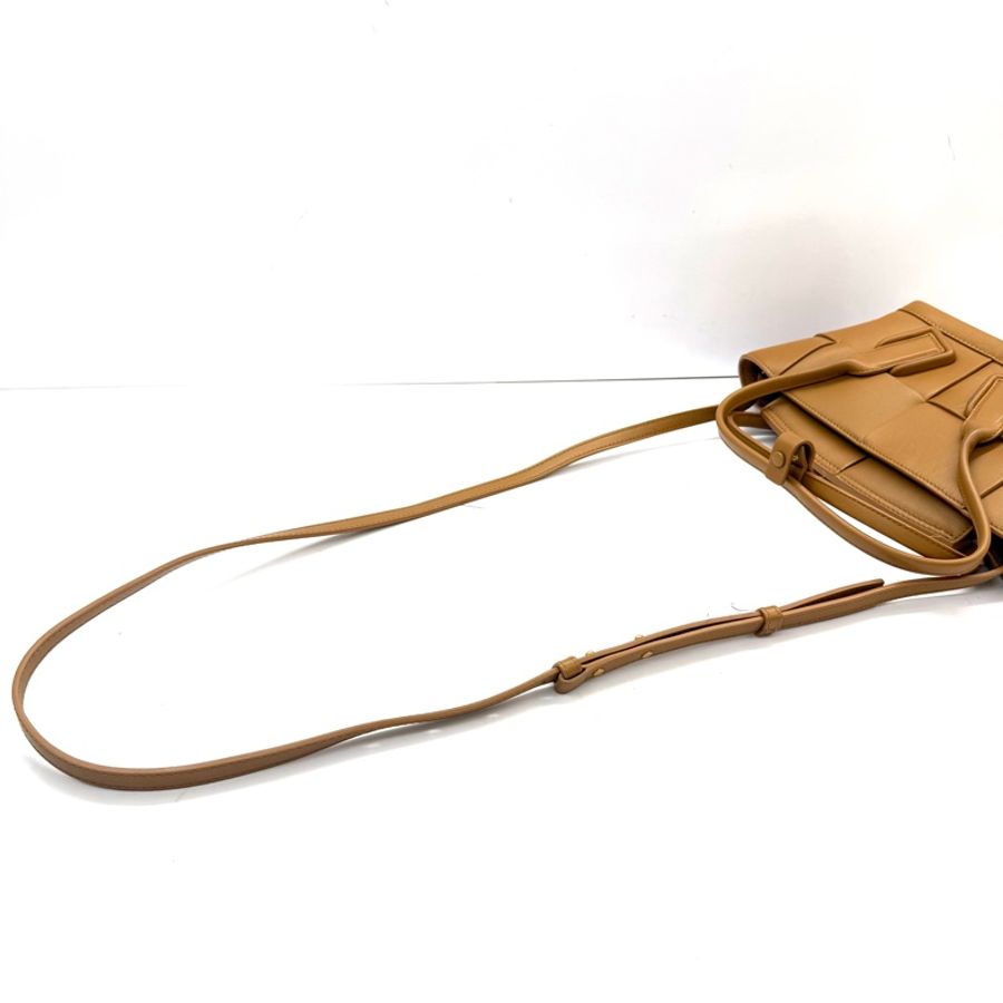 BOTTEGA VENETA 寶緹嘉 棕色MINI THE ARCO 手提斜背2WAY包-5