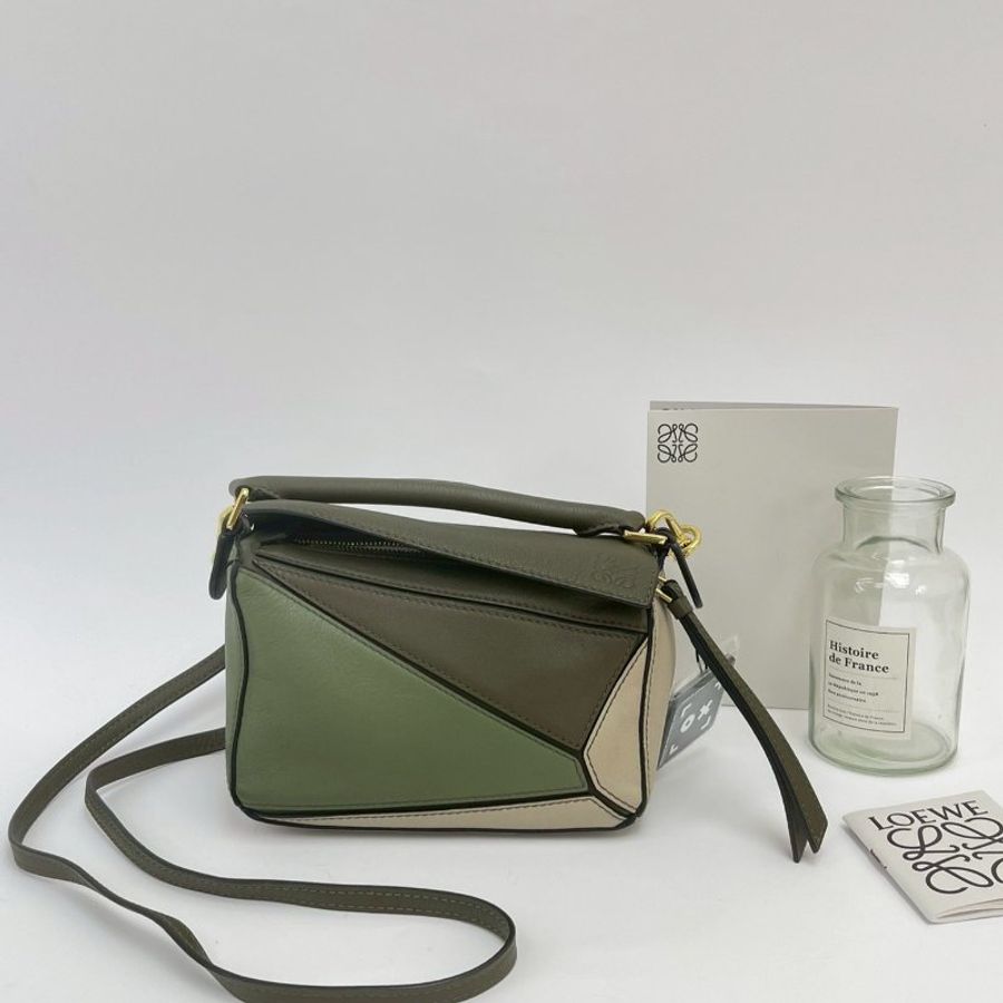 LOEWE MINI PUZZLE  墨綠色 X 淺灰色-0