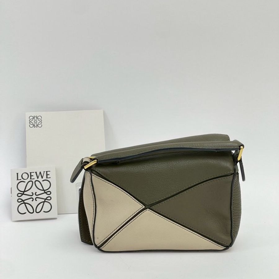 LOEWE MINI PUZZLE  墨綠色 X 淺灰色-1