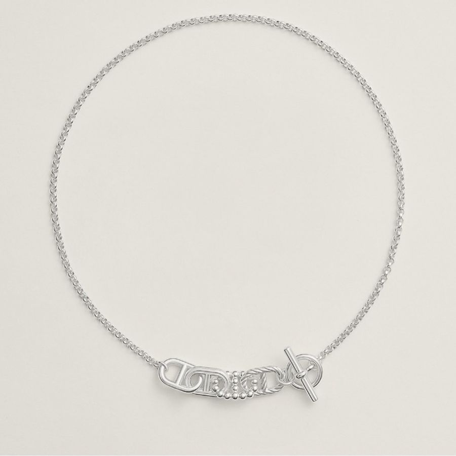 Hermes925銀豬鼻Chaine dancre Alea pm T釦項鍊H126218B-2