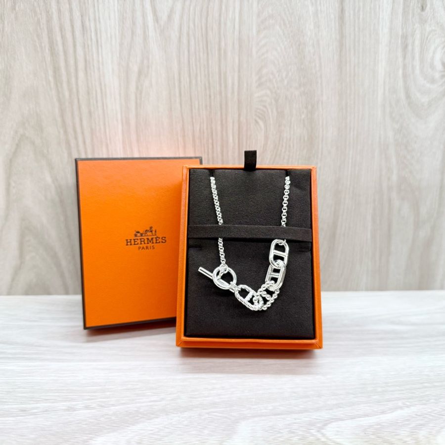 Hermes925銀豬鼻Chaine dancre Alea pm T釦項鍊H126218B-3