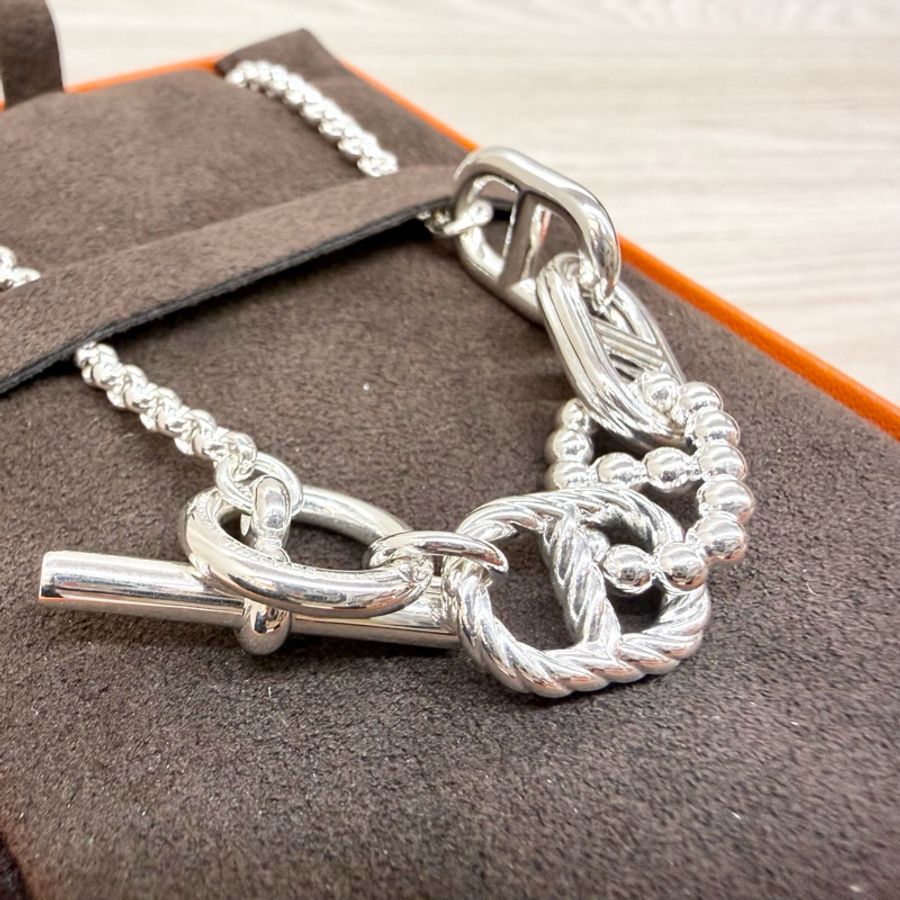 Hermes925銀豬鼻Chaine dancre Alea pm T釦項鍊H126218B-4