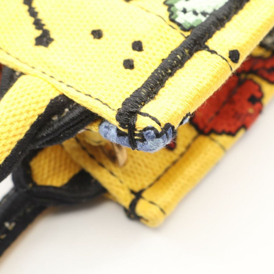Dior BOOK TOTE 豎款迷你手機單肩手提包 帆布 黃色 二手 女士-6