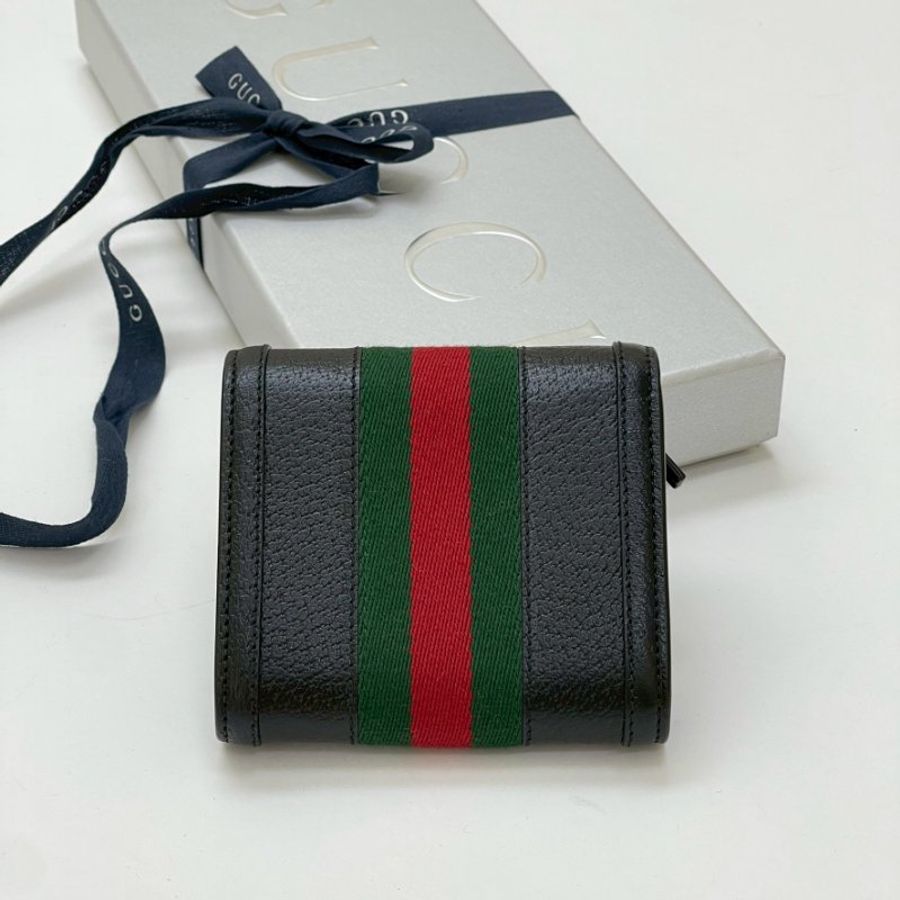 GUCCI OPHIDIA GG織帶 中夾 黑色-1
