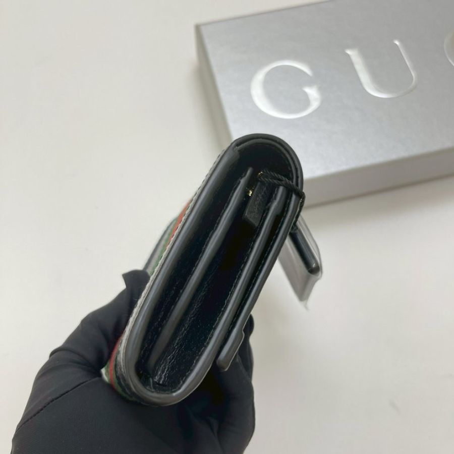 GUCCI OPHIDIA GG織帶 中夾 黑色-3