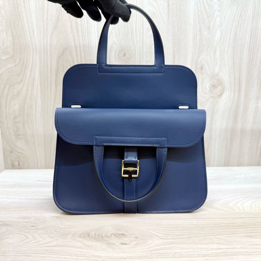 HERMES 送禮首選✨BZ NAV海軍藍 SWIFT皮MINI HALZAN-7