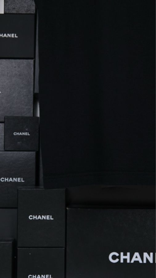 Chanel 22P黑色麦穗五角星山茶花图案短袖上衣-33