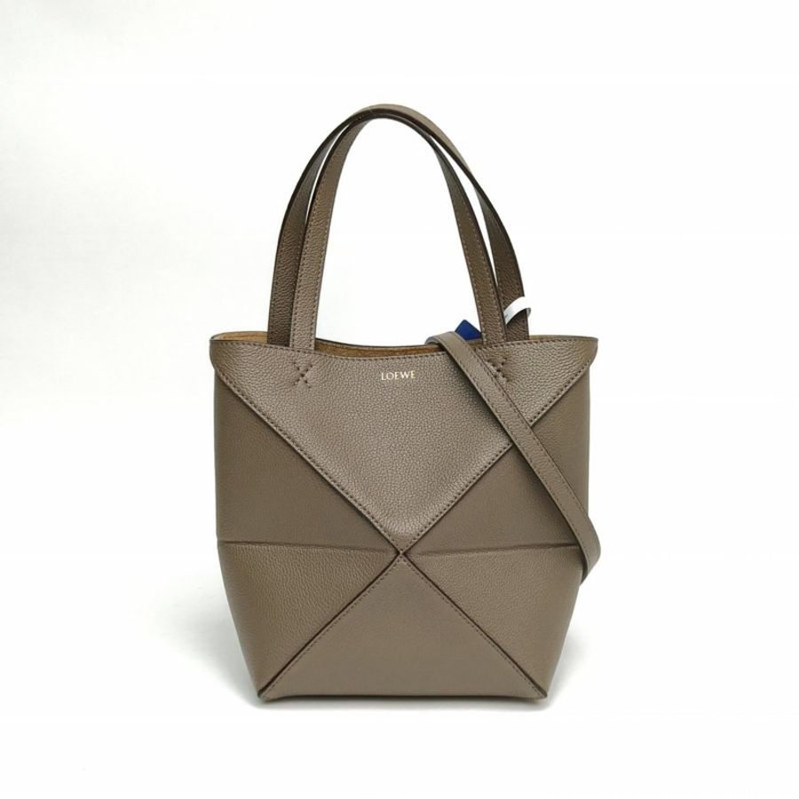 LOEWE 牛皮PuzzleFoldTotemini深卡其綠肩背包-0