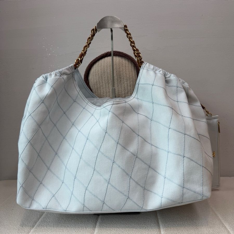 💠Chanel香奈兒 26M Coco Beach 牛仔沙灘hobo 單肩包子母包托特包 芯片款 44cm。-3