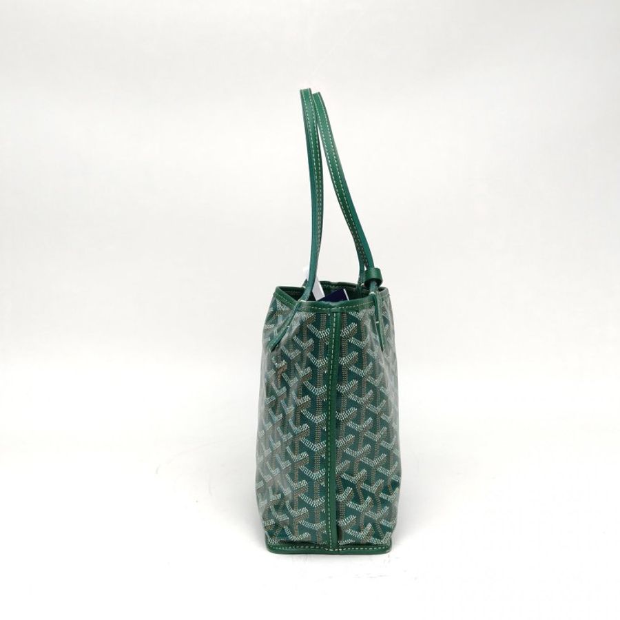 GOYARD Anjou雙面購物袋Mini綠色PVC銀扣肩背包-3