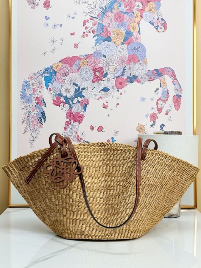 LOEWE 羅意威 黃色草編包 菜籃子（配防塵袋）尺寸48*22*13-2