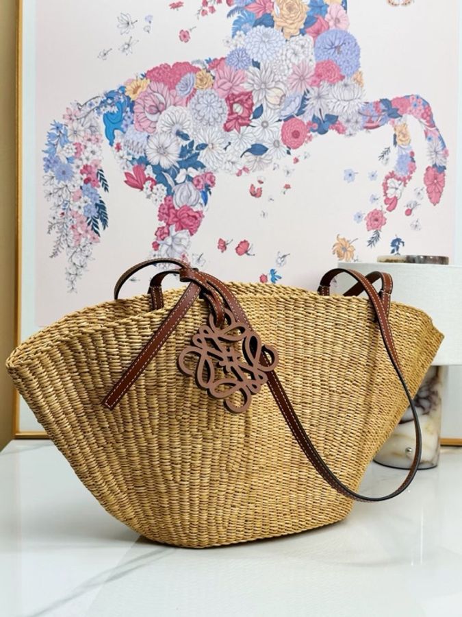 LOEWE 羅意威 黃色草編包 菜籃子（配防塵袋）尺寸48*22*13-4