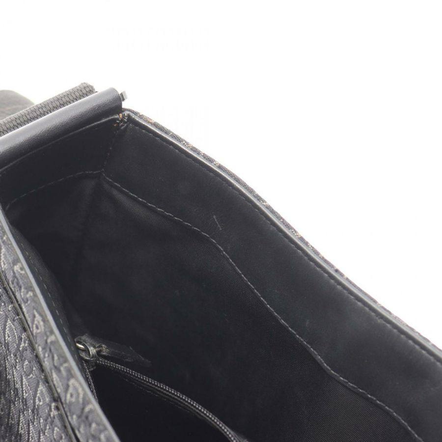 Dior 街頭時尚 Trotter 單肩包帆布皮革黑色二手女款-8