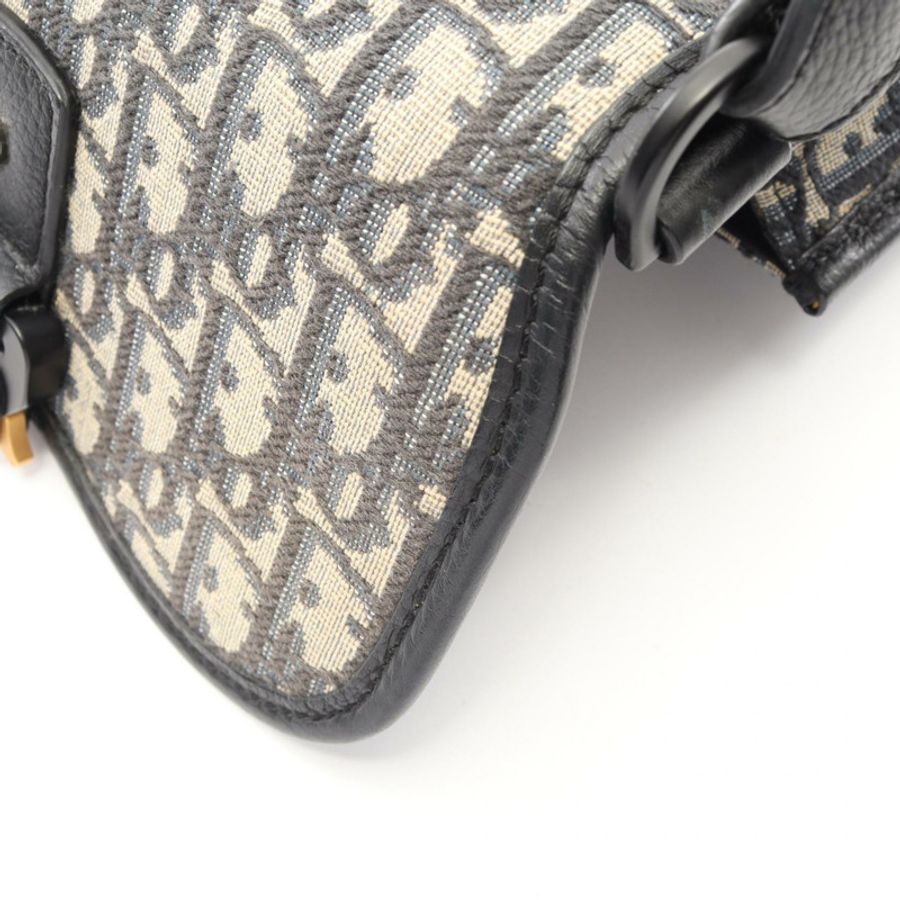 Dior GALLOP 迷你斜背包，帆布皮革，米色/海軍藍，二手女款-6