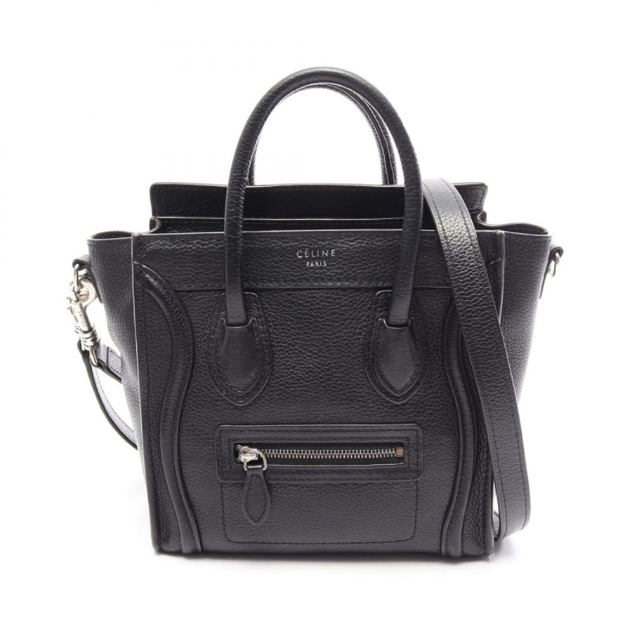 CELINE Luggage Nano Shopper 單肩斜背包 黑色真皮二手女款-0
