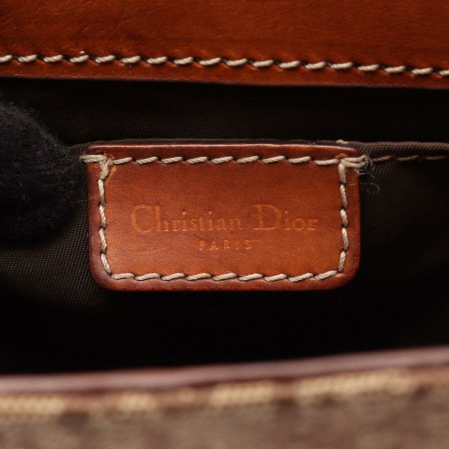 Dior 街頭時尚 Trotter 單肩包，帆布皮革，米棕色，二手女款-3