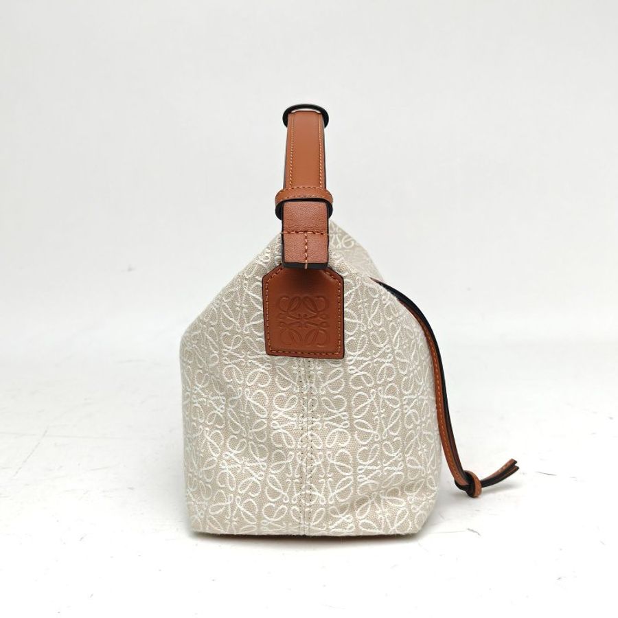 LOEWE CubiAnagram提花布飯盒包小號拼色帆布肩背包-3