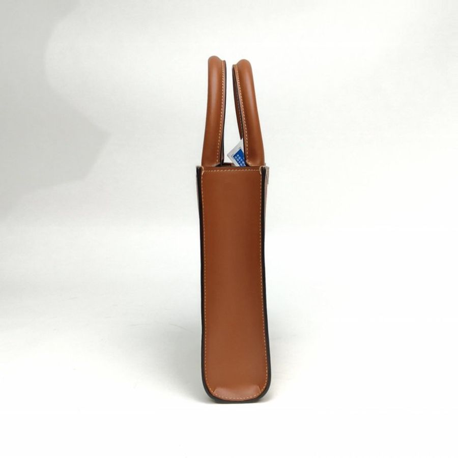 CELINE 棕色牛皮帆布Cabas豎款手袋Mini斜挎包肩背包-1
