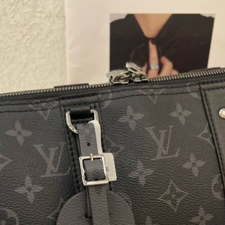 近新品 路易威登/Louis Vuitton 黑花City Keepall27黑武士斜背包-9