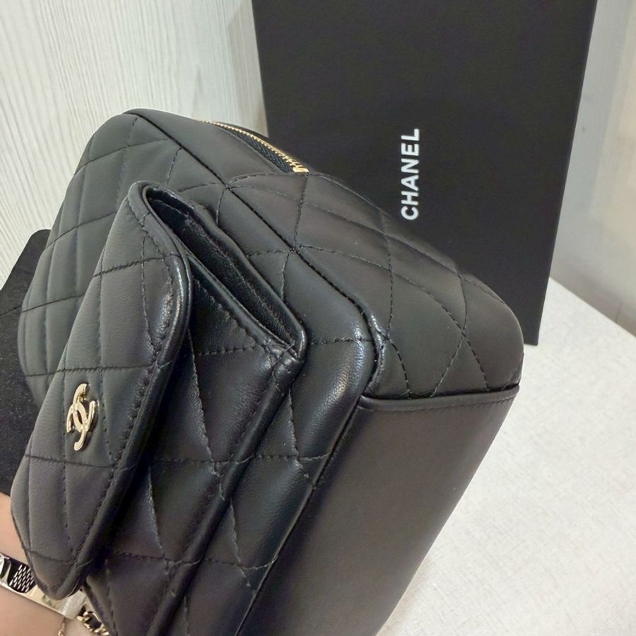 CHANEL香奈兒24Cmini黑金小書包芯片款全配🈶購證👩🏽‍🎓🧑🏻‍🎓-21